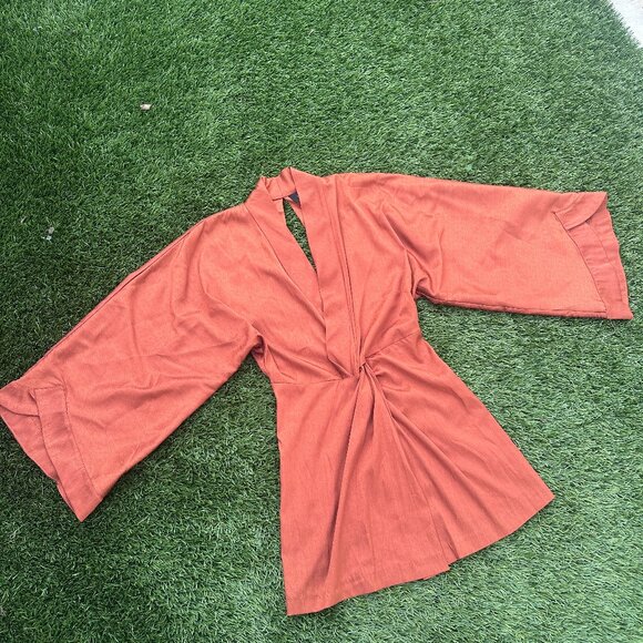 Storia Dresses & Skirts - STORIA Satin Kimono Long Sleeve Retro Mini Dress - S